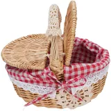 Picknickkorb mit Faltbaren Griffen für Picknick, Weidenpicknickkorb mit Abnehmbarem Liner Picknick Gartenernte Korb für Osterei -Sammel -Süßigkeitenspielzeug Hochzeit (Roter Plaid)