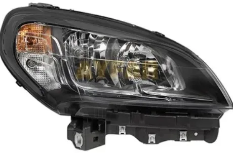 Scheinwerfer, rechte Seite, mit Motor und schwarzem Rahmen für Fiat Doblo 2015-2022.
