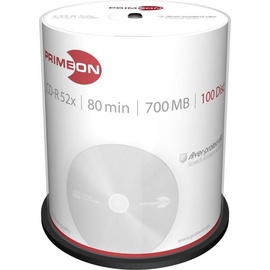 PrimeOn CD-R 80min/700MB, 52x, 100er Spindel silver 2761103