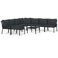 vidaXL Garten-Lounge-Set 9-tlg. grau/schwarz