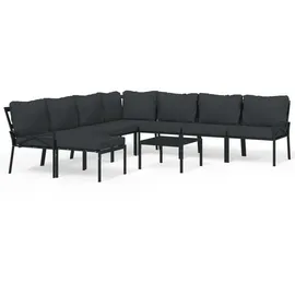 vidaXL Garten-Lounge-Set 9-tlg. grau/schwarz