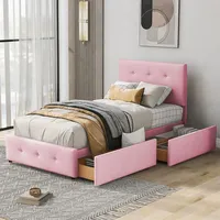 AUTOLOCK Polsterbett 90 x 200 cm(Rosa)Einzelbett,Kinderbett mit Lattenrost, Rückenlehne