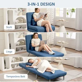 Homcom Schlafsessel 3-in-1 Polyester 1 Teile 120 x 0 x 0 cm Blau mit Kissen