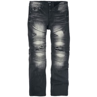 Rock Rebel by EMP - Rock Jeans - Pete - Jeans mit Used Look und Biker Details - W29L32 bis W40L34 - für Männer - Größe W32L32 - schwarz/grau