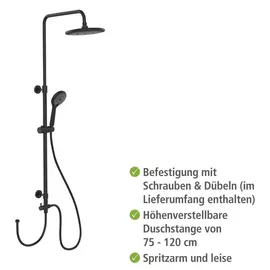 Wenko Duschsystem Watersaving Schwarz 75-120 cm