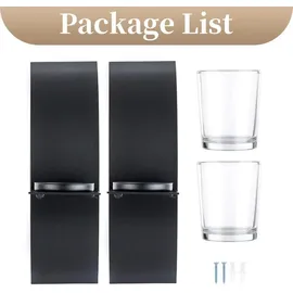 luxuskollektion 2er Set Wand Kerzenhalter Schwarz Metall Teelichthalter