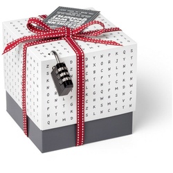 SURPRISA Geschenkbox Rätselbox persönliche Geschenkverpackung + Rätselspiel, für Gutscheine zum Geburtstag oder Hochzeit, Worträtsel – weiß weiß
