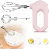 Elektrischer Handmixer: Leistungsstarker, Pinkfarbener 4-gang-handmixer, Kabelloser Handmixer Mit 2 Edelstahl-rührbesen, Kabelloser Elektrischer Schneebesen Für Eier Und Sahne