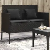 Teenpull – Gartenbank Mit Kissen Schwarz Poly Rattan