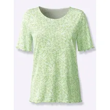 Classic Basics Kurzarmshirt CLASSIC BASICS "Kurzarm-Shirt", Damen, Gr. 52, grün (reseda, ecru, bedruckt), 100% Baumwolle, bedruckt, geblümt, gemustert, Rundhals, Shirts