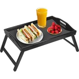 Betttablett Tisch klappbar Beine Frühstücksessen Tablett Bambus tragbar Knietisch Holz Servieren Abendessen Tee TV Tablett (A-Grau)