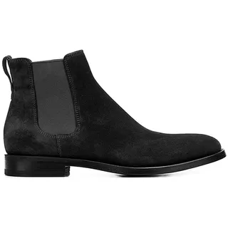 Dcbdx Herren Straßenschuhe Boots mit Blockabsatz Lässiger Wildleder Chelsea Boots Knöchelboots,Schwarz,46 EU - 46 EU