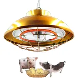 Wärmelampe Hühnerstall, Rotlichtlampe Wärmelampe für Tiere mit Lampenschirm Aus Aluminium und 2m Kette, Dimmbar Halogen-Heizlampe für Küken Haustier Vieh, Ideal zum Warmhalten im Winter