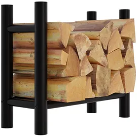 CLP Kaminholzregal Medya Metall 30 x 60 x 60 cm Schwarz