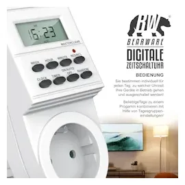 Bearware Zeitschaltuhr mit 1,5 LCD-Display 8 konfigurierbare Schaltprogramme