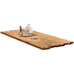 Tischplatte SIT, beige (natur), B:220cm H:5cm T:100cm, Massivholz, Tischplatten, mit Bruchkante an den kurzen Seiten