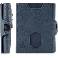 WEST® Trifold Slim Wallet mit Münzfach für Herren - Geldbeutel Herren Slim für 8 Karten - Smart Wallets for Men - Mini Geldbörse Herren Klein - Portemonnaie Herren Klein - BLAU