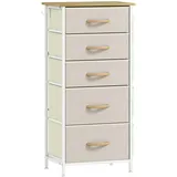 Homcom Kommode Schrank mit 5 Schubladen aus Vliesstoff Aufbewahrungsschrank Schubladenschrank mit Haken, Seitentasche, Stahlrahmen, Modern Sideboard für Schlafzimmer, Wohnzimmer, Kommoden & Sideboards, Kommoden
