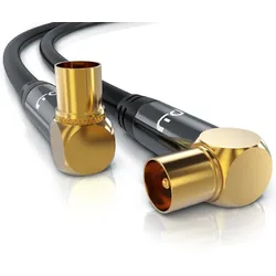 Primewire Antennenkabel 90° gewinkelt, Koax, TV-Kabel, RF, IEC, HDTV, 4-fach Schirmung, 75 Ohm, 120dB - 12,5m