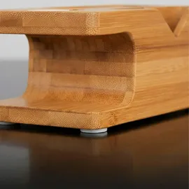 Relaxdays Ladestation, für Apple Watch & iPhone, Bambus, HxBxT: 6 x 14 x 6,5 cm, Handy-Station & Uhrenständer, Natur