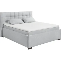 Boxbett ED EXCITING DESIGN "Artos", grau (hellgrau), B:183cm L:213cm, 100% Polyester, Komplettbetten, Boxspringbett, inkl. zwei Bettkästen