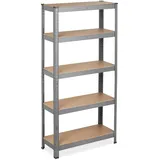 Relaxdays Schwerlastregal, 5 Ebenen, HBT 150 x 75 x 30 cm, 875 kg Tragkraft, Metall, Lagerregal für Keller, Garage, grau