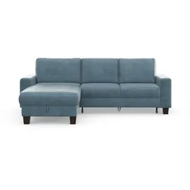Home Affaire Ecksofa HOME AFFAIRE "Summer L-Form", blau (blau, grau), B:249cm H:91cm T:164cm, 100% Polyester, Sofas, Ecksofa, mit Recamiere, mit oder ohne Bettfunktion und Bettkasten, Cord-Bezug