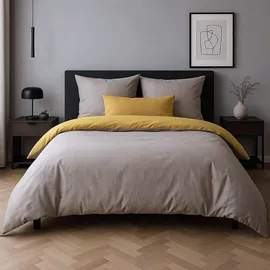 Traumschlaf Mako-Satin Texture Gelb 200 x 200 cm + 2 x 40 x 80 cm