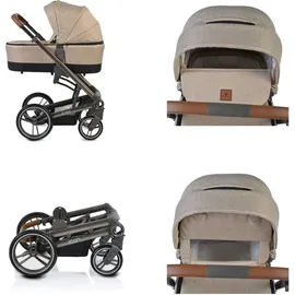 Cangaroo Kombikinderwagen Icon 2 in 1 Sportsitz Babywanne Wickeltasche PU-Räder beige