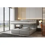 Trada Bond Boxspringbett 200x200 mit Bettkasten mit Matratze Stauraum Velvet 9-Komfortzonen H3 Grau - Grau