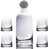 Intirilife Karaffe mit 4 Gläsern Set mit Regenbogen Schimmer, Serviergefässe, Transparent