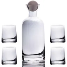 Intirilife Karaffe mit 4 Gläsern Set mit Regenbogen Schimmer, Serviergefässe, Transparent