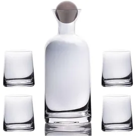 Intirilife Karaffe mit 4 Gläsern Set mit Regenbogen Schimmer, Serviergefässe, Transparent