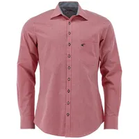 OS Trachten Trachtenhemd Wacodu Langarmhemd mit Hirsch-Stickerei auf der Brusttasche rot 43/44