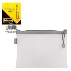 IDENA Reißverschlusstasche aus Mesh weiß DIN A5