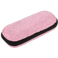 Blueshyhall Brillenetui Glitzer Glänzend, Bling Brillenetui Sonnenbrille mit Diamant Strass, Brillenetui Hardcase Rund mit Reißverschluss,Brillenetui Beutel Eyeglasses Case (Rosa)