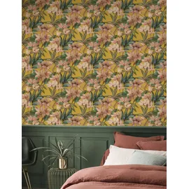 tesa rasch Magnolia Vliestapete 6 m x 0,53 m 1 St Gelb/Grün/Orange 371130