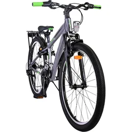 tpfsports Cross Kinderfahrrad - Jungen - 2 Handbremsen - 18 Gänge - 24 Zoll - Grau