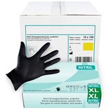 Hypafol Nitril-Handschuhe S-XL, Puderfrei I (1000-St) mit Rollrand, Finger texturiert schwarz XL