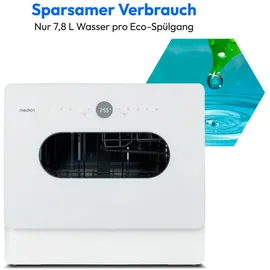 Medion DWT51 Mini Geschirrspüler (freistehend, 550 mm, Weiß)