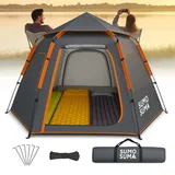 Sumosuma Zelt 3-4 Personen, Wurfzelt Wasserdicht, Automatik Pop Up Zelt, Schnellaufbau Camping Igluzelt, Leicht Campingzelt, Trekking, Schwarz - Schwarz