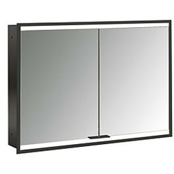 Emco prime Unterputz-Lichtspiegelschrank 949713555 1000x730mm, 2-türig, schwarz/spiegel
