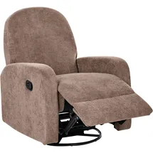 Beliani Schaukel-Fernsehsessel FEBE Stoff 77 x 102 x 90 cm Braun drehbar