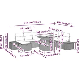 vidaXL Garten-Sofa-Set 9-tlg. Grau