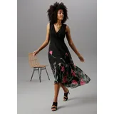 Aniston SELECTED Sommerkleid, mit floralem Druck, Gr. 48 - N-Gr, schwarz-rot-grün, Kleider, 35157361-48 N-Gr
