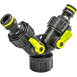 Bradas T-Stück 3/4 Schlauchverbinder 2 Ventilen grün/grau