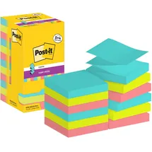 Post-it Super Sticky Z-Notes Cosmic Collection, Packung mit 12 Blöcken, 90 Blatt pro Block, 76 x 76 mm Blanko sortiert, R330-SSCOS-P8+4 76x 76mm 90Bl