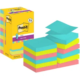 Post-it Super Sticky Z-Notes Cosmic Collection, Packung mit 12 Blöcken, 90 Blatt pro Block, 76 x 76 mm Blanko sortiert, R330-SSCOS-P8+4 76x 76mm 90Bl
