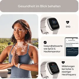 Fitbit Sense 2 aluminium platin/mondweiß