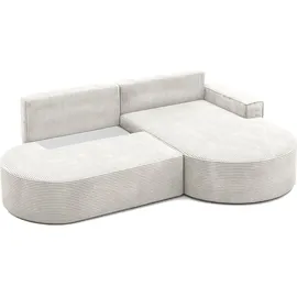 kaiser möbel Ecksofa mit Schlaffunktion und Bettkasten Modena Runden stoff Poso Beige Rechts - Beige
